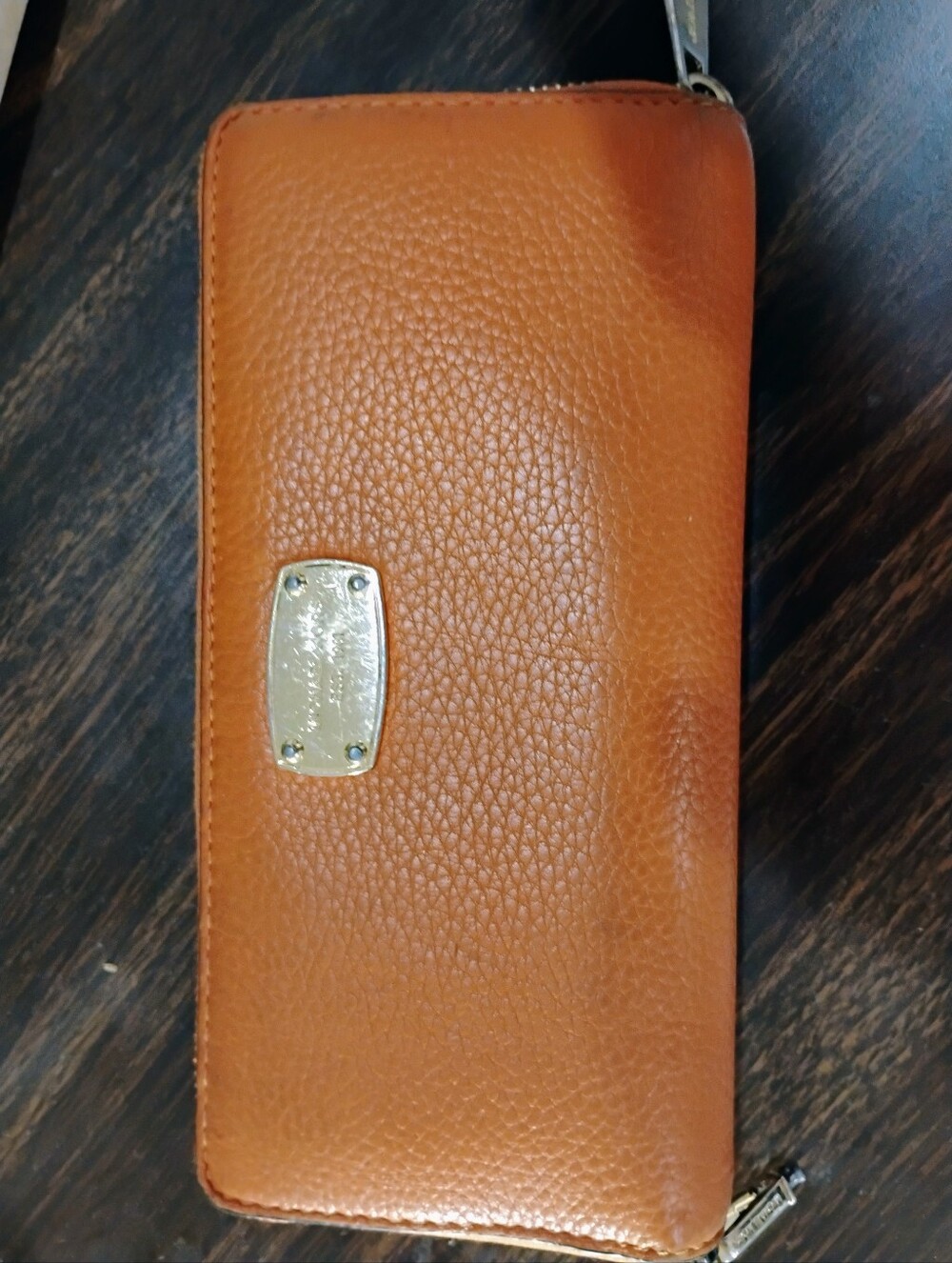 Michael Kors Orange Leather Zip Pouch Accent